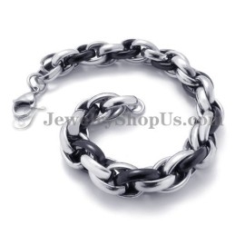 Bracelet Tendance En Titane Noir Et Argent