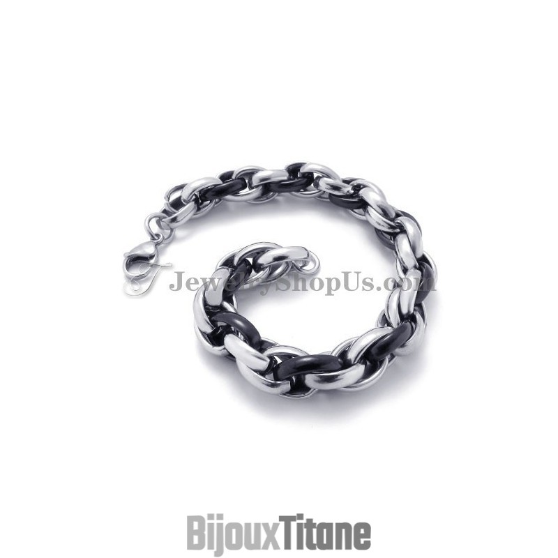 Bracelet Tendance En Titane Noir Et Argent Bracelet Tendance En Titane Noir Et Argent