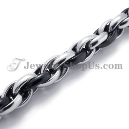 Bracelet Tendance En Titane Noir Et Argent