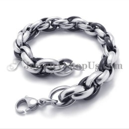 Bracelet Tendance En Titane Noir Et Argent
