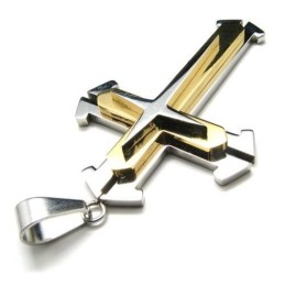 Collier Avec Pendentif Étoile Et Croix En Titane Pur Pour Homme