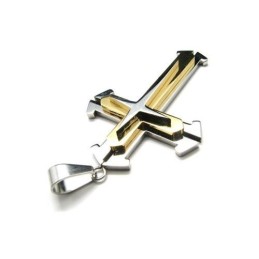 Collier Avec Pendentif Étoile Et Croix En Titane Pur Pour Homme