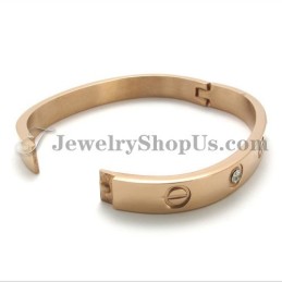 Bracelet Tendance En Titane Or Rose Avec Strass