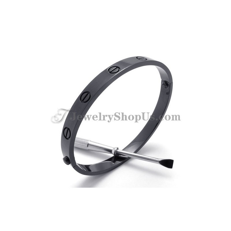 Bracelet Élégant En Titane Noir Pour Femme