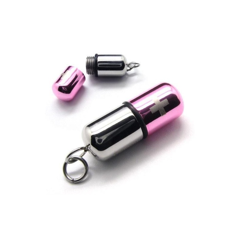 Collier Pendentif Croix En Titane Pur Et Argent Rose