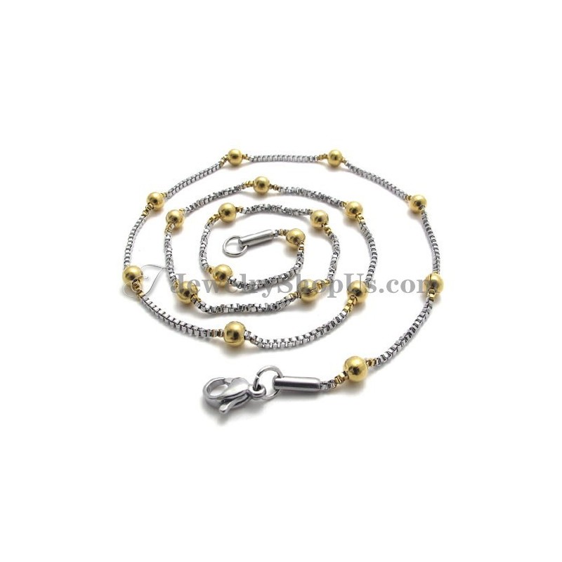 Collier Élégant Pour Femme Avec Perles En Titane Et Or