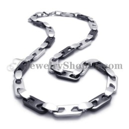 Collier Élégant En Titane Noir Et Argent