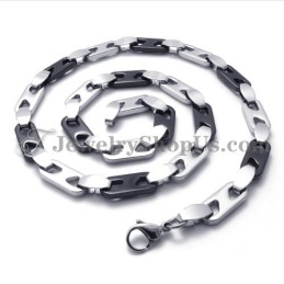 Collier Élégant En Titane Noir Et Argent