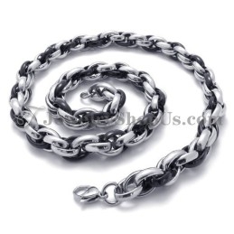 Collier Élégant En Titane Noir Et Argent