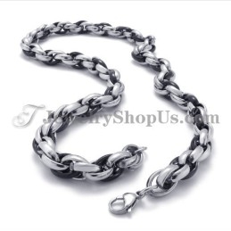Collier Élégant En Titane Noir Et Argent
