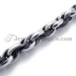 Collier Élégant En Titane Noir Et Argent