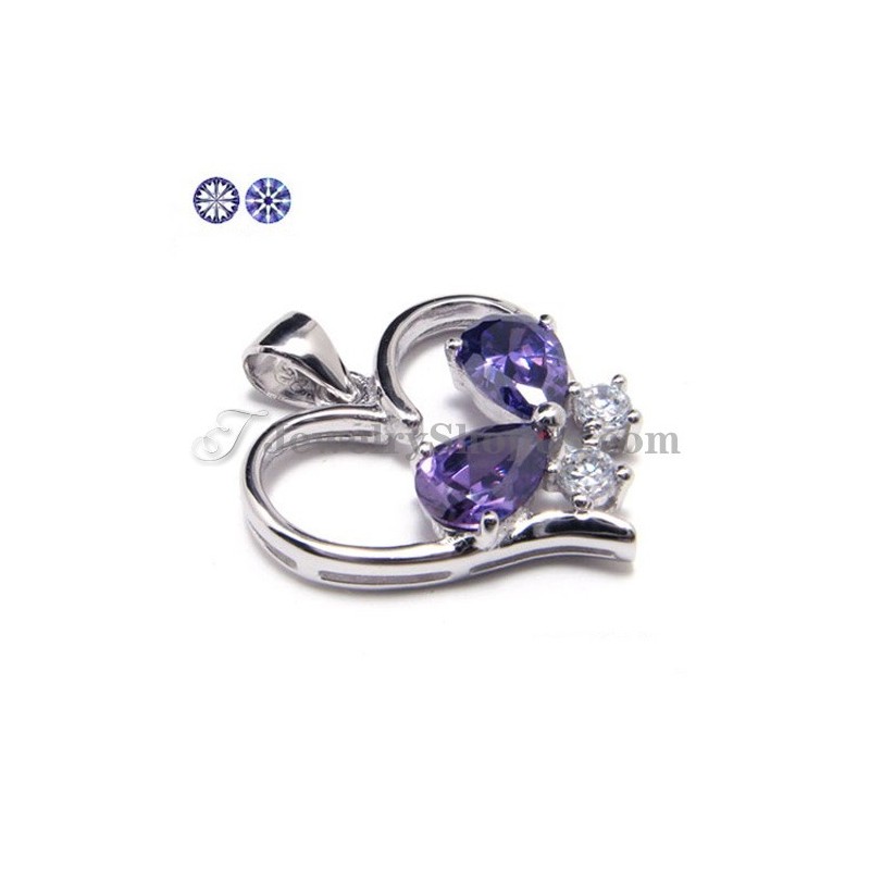 Pendentif En Argent 925 Avec Zircon Et Chaîne Offerte Pendentif En Argent 925 Avec Zircon Et Chaîne Offerte