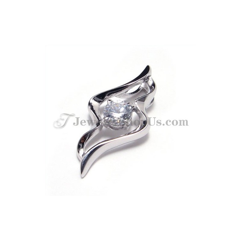 Pendentif En Argent 925 Avec Zircon (Platine Électrolytique) Et Chaîne Offerte