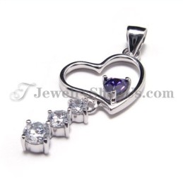 Pendentif Cœur En Argent 925 Et Zircon (Platine Galvanisé) Avec Chaîne Offerte