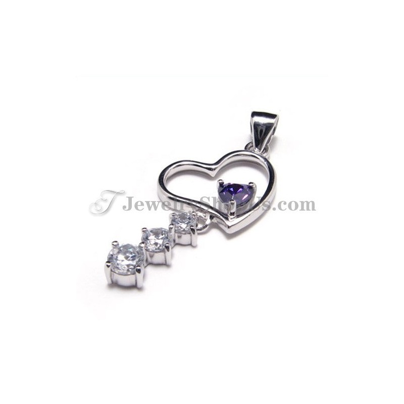 Pendentif Cœur En Argent 925 Et Zircon (Platine Galvanisé) Avec Chaîne Offerte Pendentif Cœur En Argent 925 Et Zircon (Platine Galvanisé) Avec Chaîne Offerte