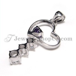 Pendentif Cœur En Argent 925 Et Zircon (Platine Galvanisé) Avec Chaîne Offerte