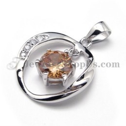 Pendentif En Argent 925 Et Zircon (Platine Électrolytique) Avec Chaîne Offerte