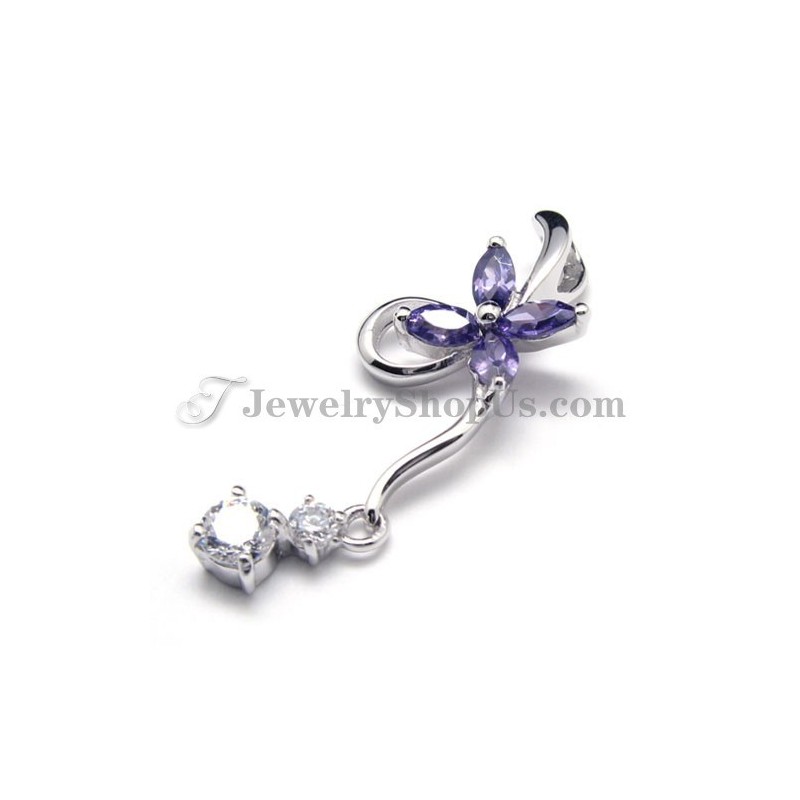 Pendentif En Argent 925 Avec Zircon (Platine Électrolytique) Et Chaîne Offerte
