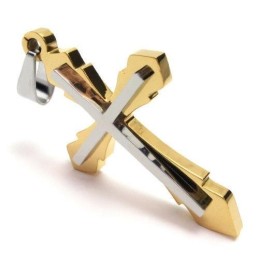 Collier Avec Pendentif Croix En Titane Pur Doré Pour Homme (Neuf)