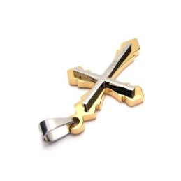 Collier Avec Pendentif Croix En Titane Pur Doré Pour Homme (Neuf)