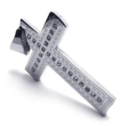 Collier Avec Pendentif Croix En Argent Et Titane Pur Pour Homme (Neuf)