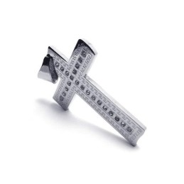 Collier Avec Pendentif Croix En Argent Et Titane Pur Pour Homme (Neuf)