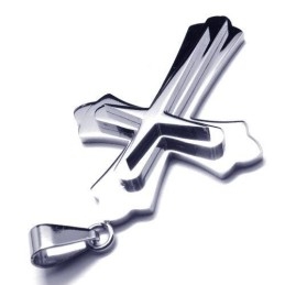 Collier Avec Pendentif Croix En Titane Pur Et Argent Pour Homme (Neuf)