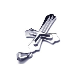 Collier Avec Pendentif Croix En Titane Pur Et Argent Pour Homme (Neuf)