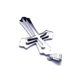 Collier Avec Pendentif Croix En Titane Pur Et Argent Pour Homme (Neuf)