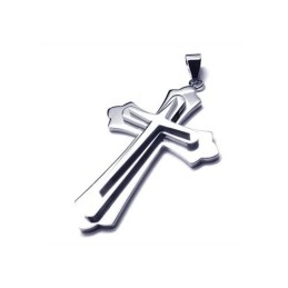 Collier Avec Pendentif Croix En Titane Pur Et Argent Pour Homme (Neuf)