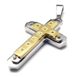 Collier Avec Pendentif Croix En Titane Pur Doré Pour Homme