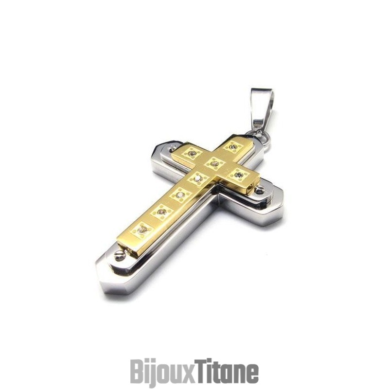 Collier Avec Pendentif Croix En Titane Pur Doré Pour Homme Collier Avec Pendentif Croix En Titane Pur Doré Pour Homme