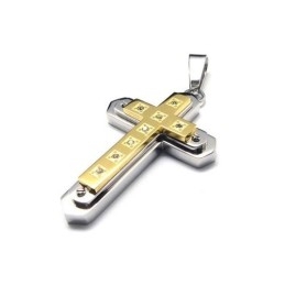 Collier Avec Pendentif Croix En Titane Pur Doré Pour Homme