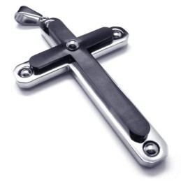 Collier Avec Pendentif Croix En Titane Pur Noir Pour Homme