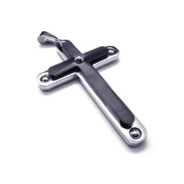 Collier Avec Pendentif Croix En Titane Pur Noir Pour Homme