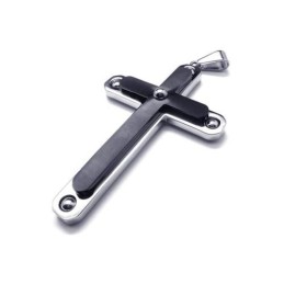 Collier Avec Pendentif Croix En Titane Pur Noir Pour Homme