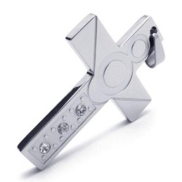 Collier Avec Pendentif Croix En Titane Pur Et Argent Pour Homme (Neuf)