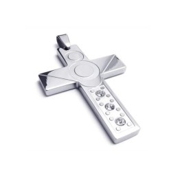 Collier Avec Pendentif Croix En Titane Pur Et Argent Pour Homme (Neuf)