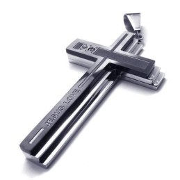 Collier Avec Pendentif Croix En Titane Pur Et Argent Pour Homme (Neuf)