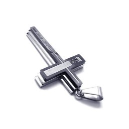 Collier Avec Pendentif Croix En Titane Pur Et Argent Pour Homme (Neuf)