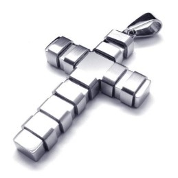 Collier Avec Pendentif Croix En Argent Et Titane Pur Pour Homme (Neuf)