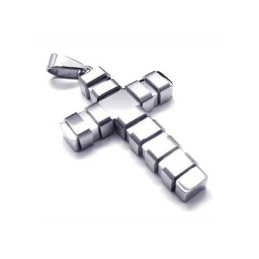 Collier Avec Pendentif Croix En Argent Et Titane Pur Pour Homme (Neuf)