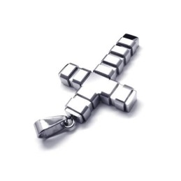 Collier Avec Pendentif Croix En Argent Et Titane Pur Pour Homme (Neuf)