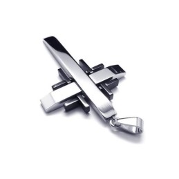 Collier Avec Pendentif Croix En Titane Pur Et Argent Noir Pour Homme