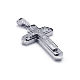 Collier Avec Pendentif Croix En Titane Pur Et Argent Pour Homme