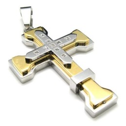 Collier Avec Pendentif Croix En Titane Pur Doré Pour Homme (Neuf)