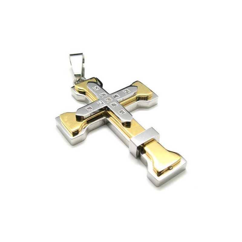 Collier Avec Pendentif Croix En Titane Pur Doré Pour Homme (Neuf) Collier Avec Pendentif Croix En Titane Pur Doré Pour Homme (Neuf)