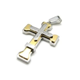 Collier Avec Pendentif Croix En Titane Pur Doré Pour Homme (Neuf)