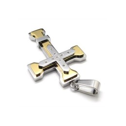 Collier Avec Pendentif Croix En Titane Pur Doré Pour Homme (Neuf)