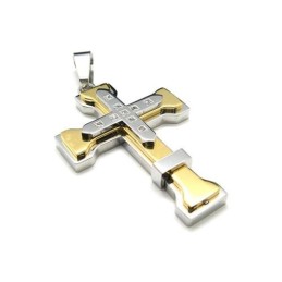 Collier Avec Pendentif Croix En Titane Pur Doré Pour Homme (Neuf)